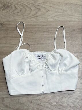 Princess Polly White Button-Front Cropped Cami Top